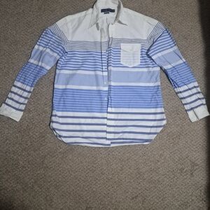 Ralph Lauren Men's Blue and White Striped Shirt